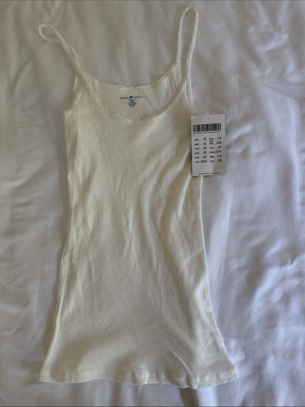 NWT! Brandy Melville White Lace Edge Layering Tank Top